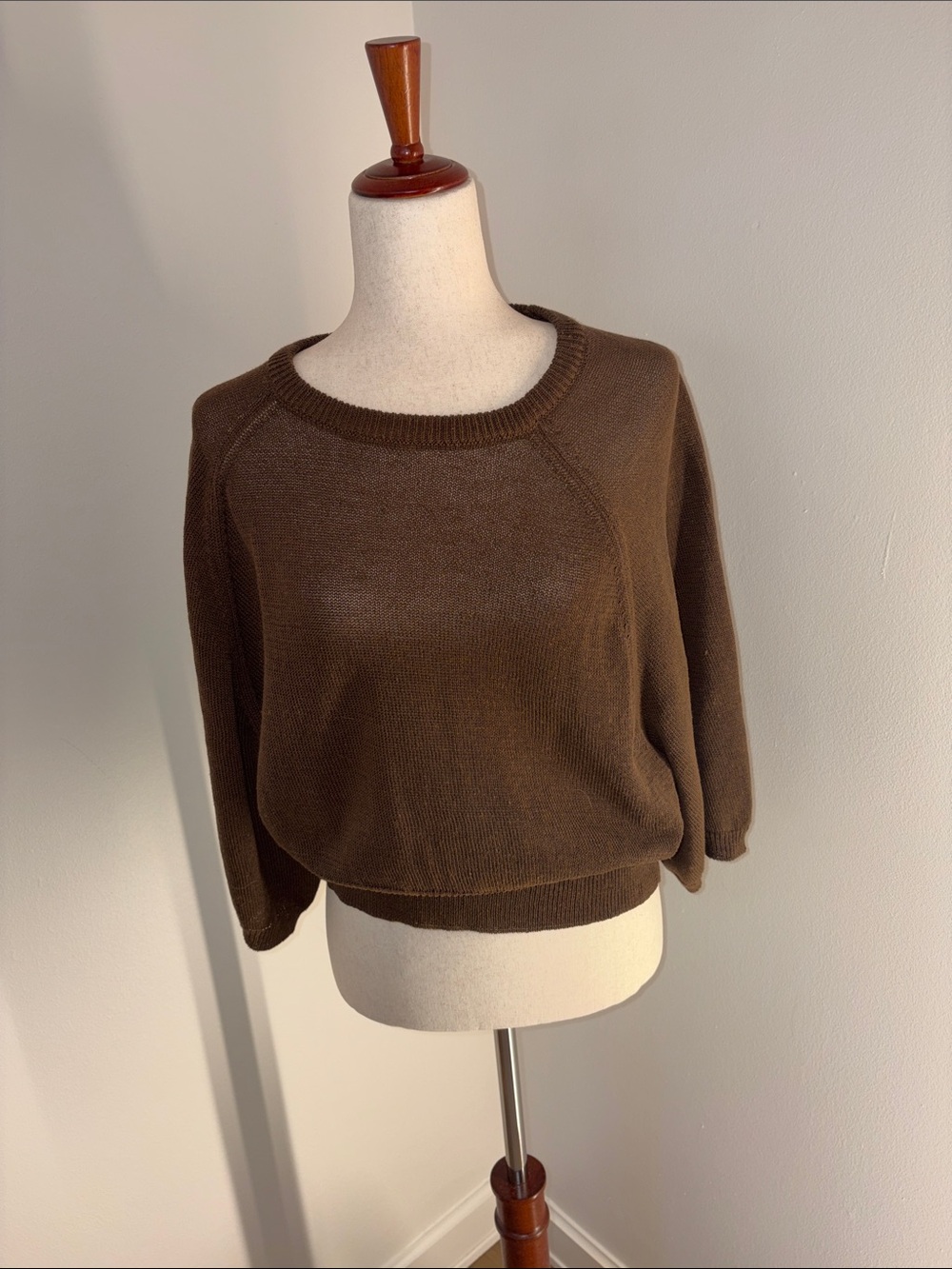 Zara Brown Crewneck Women's Sheer Sweater